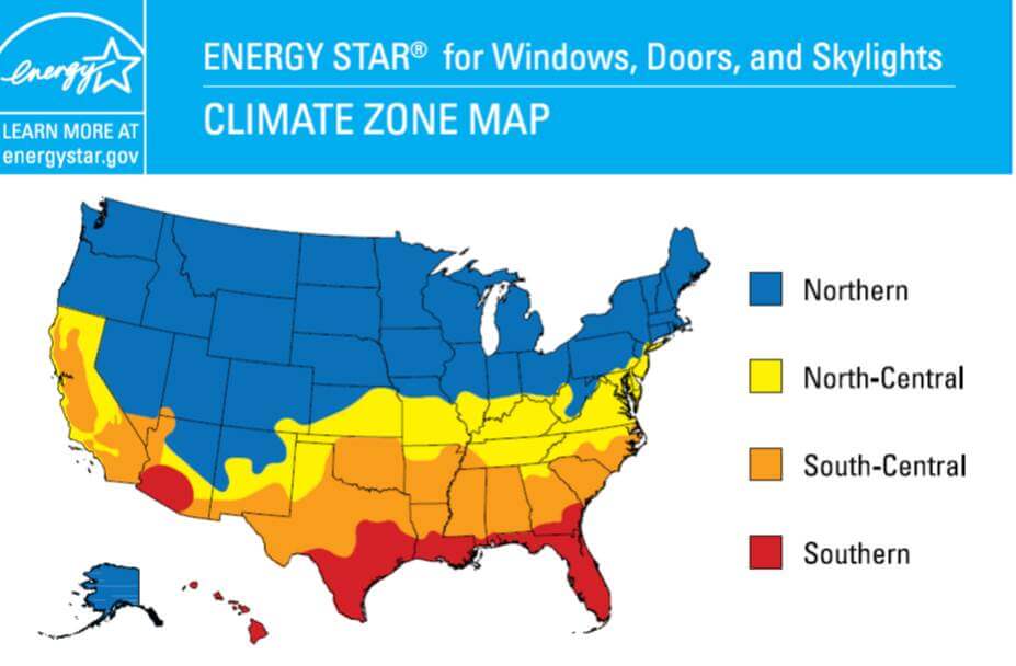 ENERGY STAR® U.S. Climate Zone Map for efficient window guidance.