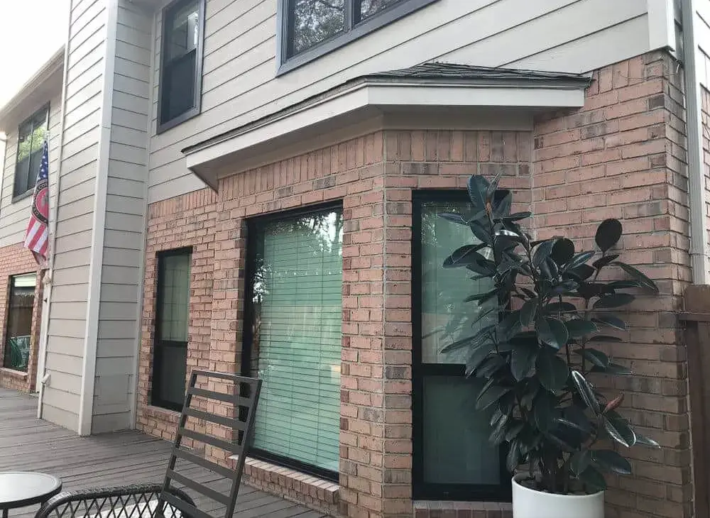 after window replacement on brick wall of home