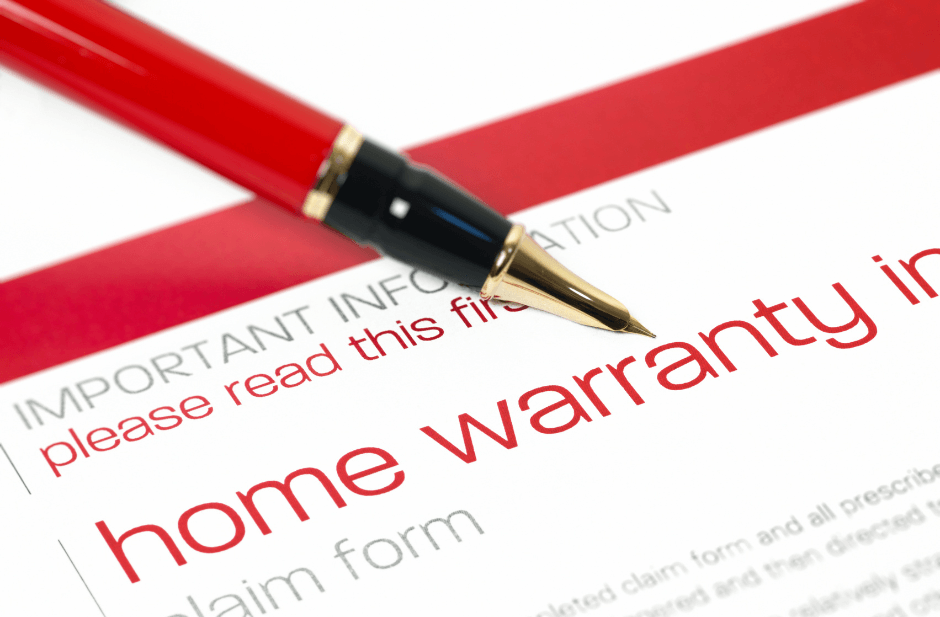 Close-up of a home warranty claim form with a red pen, emphasizing window warranty coverage