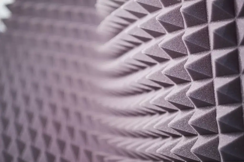 Close-up of acoustic panels with pyramid-shaped texture